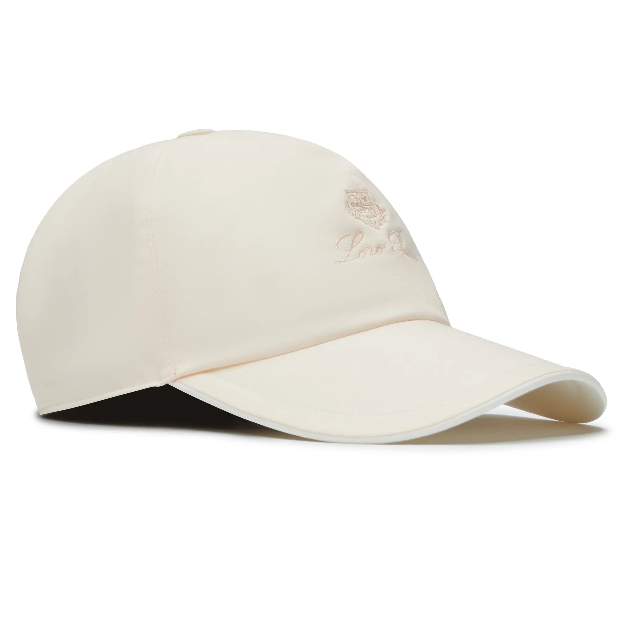 Front Side View of Loro Piana Microfibre Storm System Baby Pink Baseball Cap